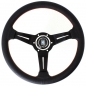 Preview: Nardi Deep Corn Steering Wheel, Black Perforated Leather, Black Spokes, Red Stitching, 50 mm Dish, Ø33 cm