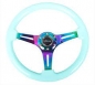 Preview: NRG Steering Wheel 350mm 76mm Deep Dish Mint Wood Neo Chrome / Black