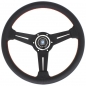 Preview: Nardi Classic ND33 Steering Wheel, Black Perforated Leather, Black Spokes, Red Stitching, 25 mm Dish