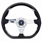 Preview: Nardi Kallista Steering Wheel, Black Leather, Chrome Spokes, Ø35 cm