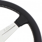 Preview: Nardi Classic ND34 Steering Wheel, Black Leather, Satin Spokes, Grey Stitching, 25 mm Dish