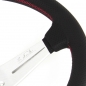 Preview: Nardi Deep Corn Steering Wheel, Black Perforated Leather, Satin Spokes, Red Stitching, 75 mm Dish, Ø35 cm