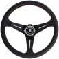 Preview: Nardi Deep Corn Steering Wheel, Black Perforated Leather, Black Spokes, Red Stitching, 75 mm Dish, Ø35 cm