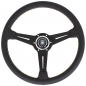 Preview: Nardi Classic ND36 Steering Wheel, Black Leather, Black Spokes, Grey Stitching, 40 mm Dish