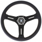Preview: Nardi Competition Steering Wheel, Black Perforated Leather, Black Spokes, Grey Stitching, 40 mm Dish, Ø33 cm
