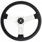 Preview: Nardi Competition Steering Wheel, Black Perforated Leather, Satin Spokes, Grey Stitching, 40 mm Dish, Ø33 cm