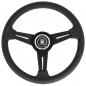 Preview: Nardi Classic ND33 Steering Wheel, Black Leather, Black Spokes, Grey Stitching, 40 mm Dish