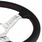 Preview: Nardi Deep Corn Steering Wheel, Black Perforated Leather, Chrome Spokes, Red Stitching, 50 mm Dish, Ø33 cm