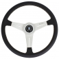 Preview: Nardi Classic ND34 Steering Wheel, Black Leather, Satin Spokes, Grey Stitching, 25 mm Dish