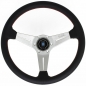 Preview: Nardi Deep Corn Steering Wheel, Black Perforated Leather, Satin Spokes, Red Stitching, 75 mm Dish, Ø35 cm
