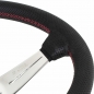 Preview: Nardi Deep Corn Steering Wheel, Black Perforated Leather, Chrome Spokes, Red Stitching, 75 mm Dish, Ø35 cm
