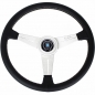 Preview: Nardi Classic ND39 Steering Wheel, Black Leather, Satin Spokes, Grey Stitching, 30 mm Dish