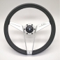 Preview: Nardi Novantesimo 90th Anniversary Steering Wheel, Black Leather, White Spokes, Ø35.5 cm, White Center Ring with Screws at Sight