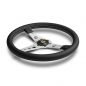 Preview: Momo Prototipo Steering Wheel (39 mm Dish), Black Leather, Aluminium Spokes - 35 cm