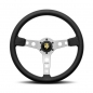 Preview: Momo Prototipo Steering Wheel (37 mm Dish), Black Leather, Aluminium Spokes - 37 cm