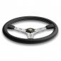 Preview: Momo Prototipo Steering Wheel (37 mm Dish), Black Leather, Aluminium Spokes - 37 cm