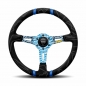 Preview: Momo Ultra Steering Wheel (90 mm Dish), Alcantara, Blue Spokes - 35 cm