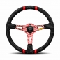Preview: Momo Ultra Steering Wheel (90 mm Dish), Alcantara, Red Spokes - 35 cm
