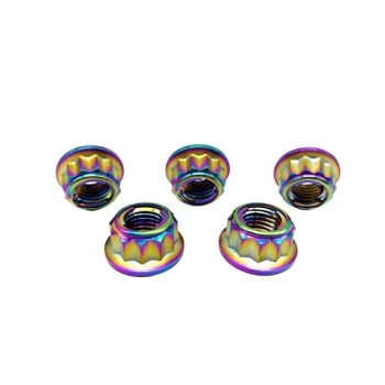 Titanium M8x1.25 Sprocket Nuts Set of 6 Bi-Hex Flange Lock Nut - Rison