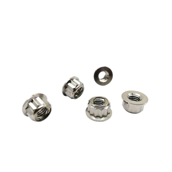 Titanium M8x1.25 Sprocket Nuts Set of 6 Bi-Hex Flange Lock Nut - Rison
