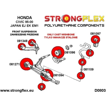 Honda Civic 95-00 JAPAN Front Suspension Bushing Kit SPORT STRONGFLEX PU 086096B