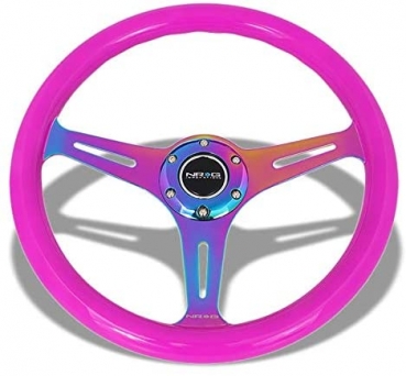 NRG Lenkrad 350mm 38mm Neon Holz Pink / Lila / Gelb / Orange