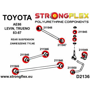 Toyota AE86 Suspension PU Bushing Kit STREET Complete STRONGFLEX 216254B
