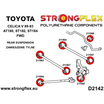 Toyota Celica V (89-93) AT180, ST182, ST184 FWD Suspension Bushing Kit SPORT STRONGFLEX PU 216263B