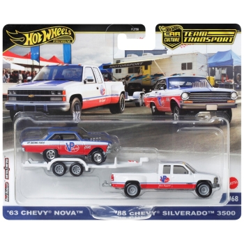 Hot Wheels 1/64  '63 Chevy Nova + '88 Chevy Silverado 3500