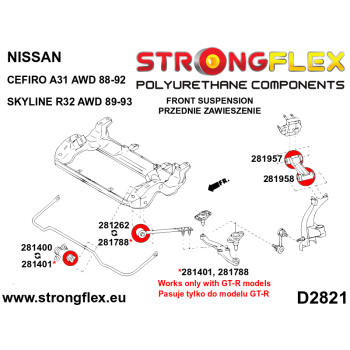 Nissan Skyline R32 AWD GT-R Suspension Bushing Kit SPORT STRONGFLEX PU 286216A