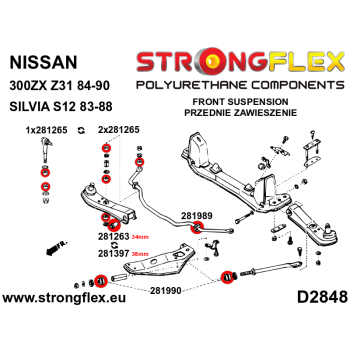 Nissan S12 83-88 Silvia Suspension Bushing Kit SPORT - STRONGFLEX PU 286228B