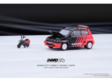 1/64 1984 Honda City Turbo II *Advan* with Advan Livery Motocompo - INNO64