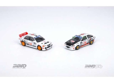 1/64 Toyota Corolla Levin AE86 #326 & Mitsubishi Lancer EVO III #963 *Trackerz Racing* Set - INNO64