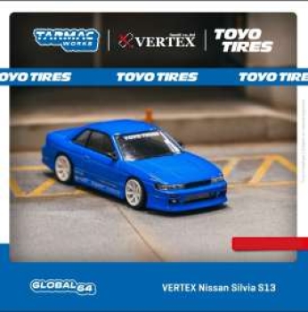 1/64 Vertex Nissan Silvia S13 tarmac, metalic blue