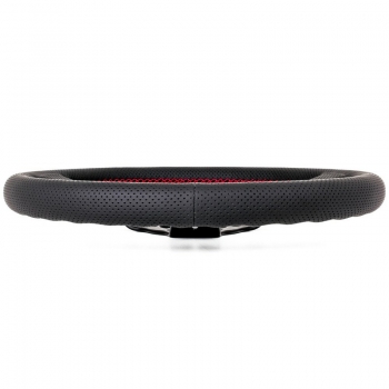 Nardi Deep Corn Steering Wheel, Black Perforated Leather, Black Spokes, Red Stitching, 50 mm Dish, Ø33 cm