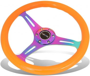 NRG Lenkrad 350mm 38mm Neon Holz Pink / Lila / Gelb / Orange