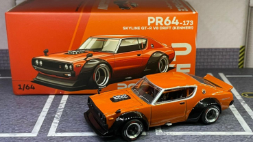 1/64 Nissan Skyline GT-R V8 Drift Kenmeri Orange - Pop Race