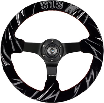 NRG Innovations Lenkrad Rote Kreuzstichnaht Jeff Jones Racing Signature Schwarz - Schwarz 350mm Wildleder