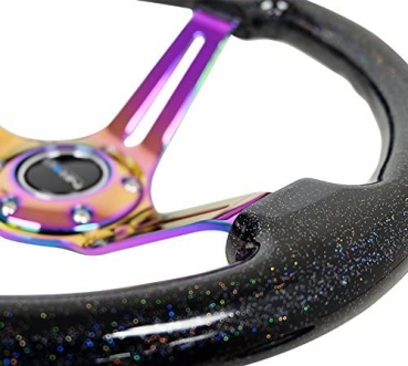 NRG Lenkrad 350mm 76mm Glitter Holz Neo Chrome / Schwarz