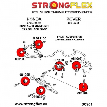 Honda Civic EG EJ CRX Del Sol Suspension Bushing Kit SPORT STRONGFLEX PU 086069A