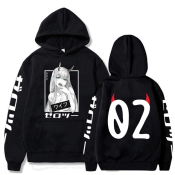 Darling in the Franxx 02 Black & White Schwarz Hoodie / Sweatshirt / Pullover