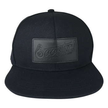 Boosted Status Snapback Cap Hat - All Black Lederlabel