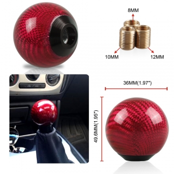 Carbon Red Shift Knob Universal "Ball Shape"