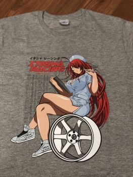 Itasha Racing "Girl And Rim" T-Shirt GREY