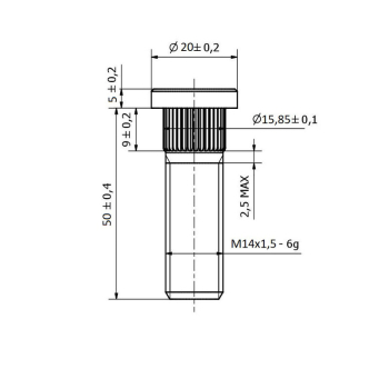 Wheel Stud Long M14x1,5 - 50mm - Spline 15.85