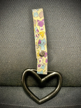 Tsurikawa / Bosozoku Schwarzes Herz Mit Strap Katzen