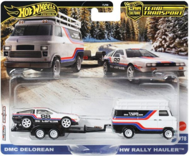 1/64 DMC Delorean / HW Rally Hauler Team Transporter - Hot Wheels Premium