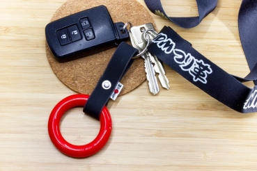 JDM Tsurikawa / Bosozoku Ring Red Strap Black MINI