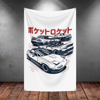 Banner Miata Mx5 Black White 90cm x 150cm