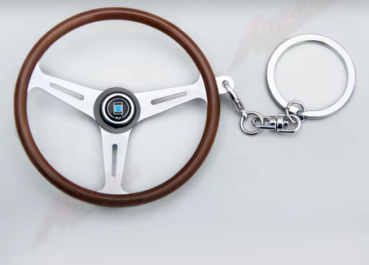 Steering Wheel Wood Keyring Nardi Style Chrome